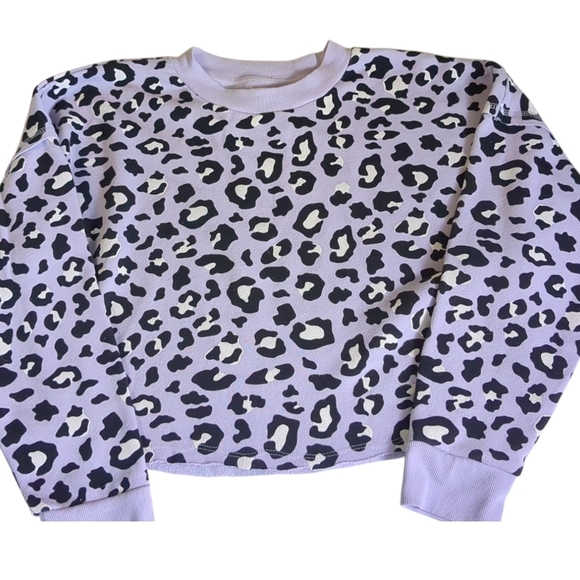 COLSIE 2 Piece Leopard Print Fleece Cropped Lounge Set Sweatshirt & Pants SZ XS - Picture 3 of 6